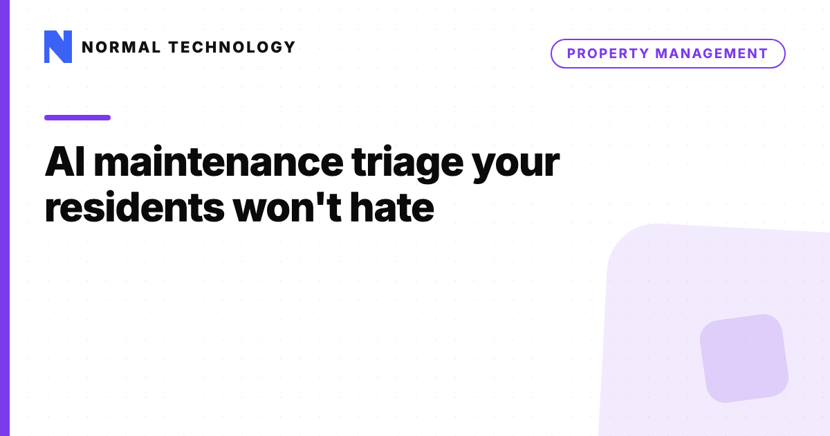 AI maintenance triage your residents won't hate